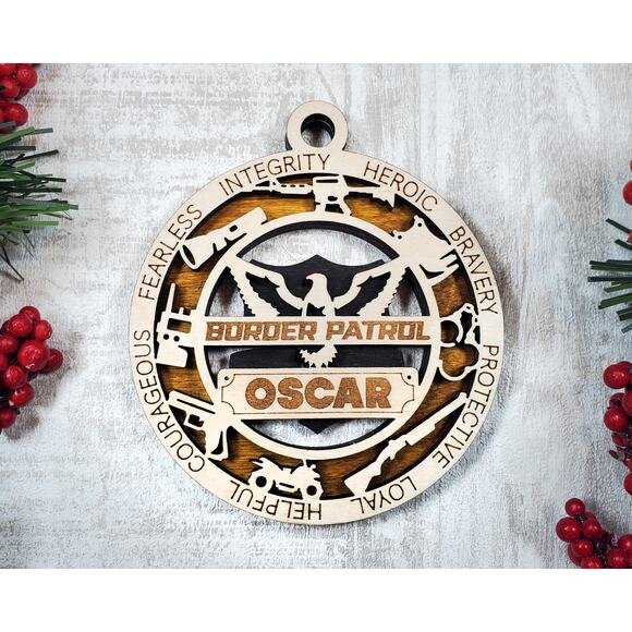 BORDER PATROL Officer Ornament Personalized First Responder Christmas Gift - Picture 4 of 5